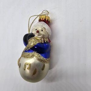 Vintage All Is Brite 4"  Snowman Hand Painted Blown Glass Christmas Ornament